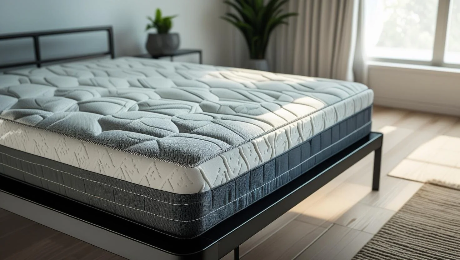 Stylish queen size bed frame with bedding and décor