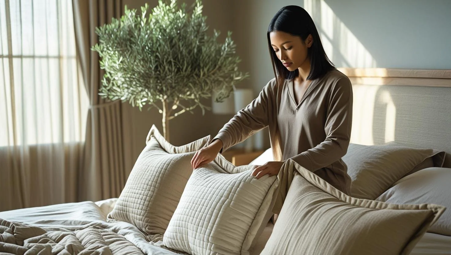 Decorative pillow display showing what is a sham bedding