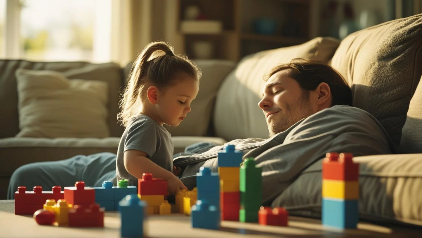 Relaxed person waking up naturally after recovering from sleep debt