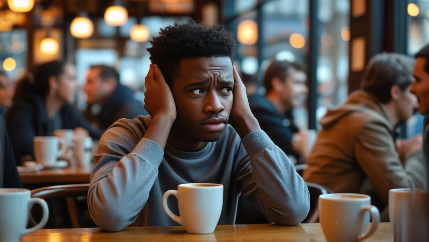 Professional using noise-canceling headphones to manage sound sensitivity at work