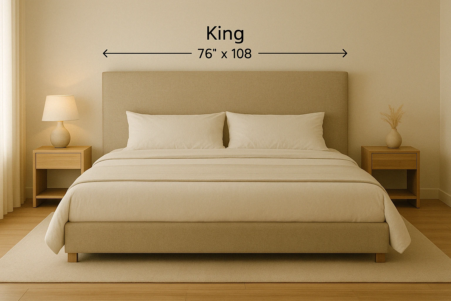 Standard Bed Size Chart infographic comparing mattress dimensions visually