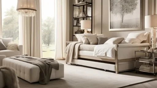 Pull‑out trundle bed mattress in cozy guest room