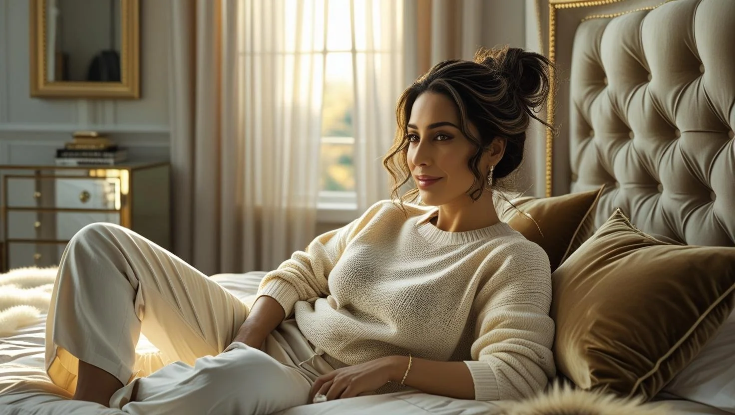 Elegant four-poster bed with decorative drapes