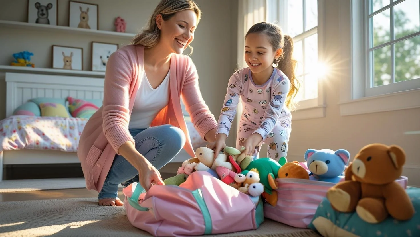 rolled clothes neatly packed in under-bed storage bags