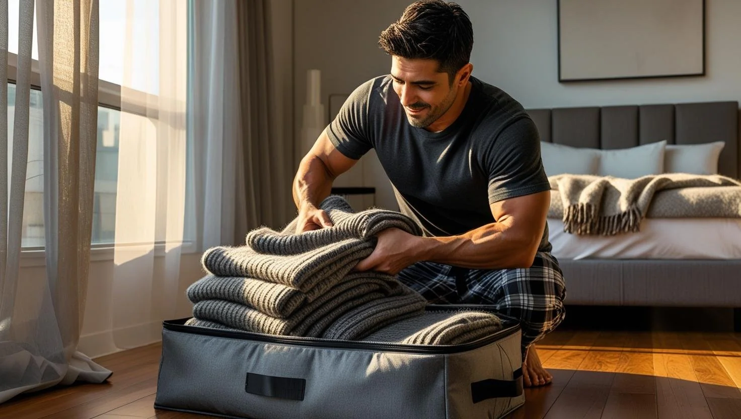 under-bed storage bags with seasonal clothing