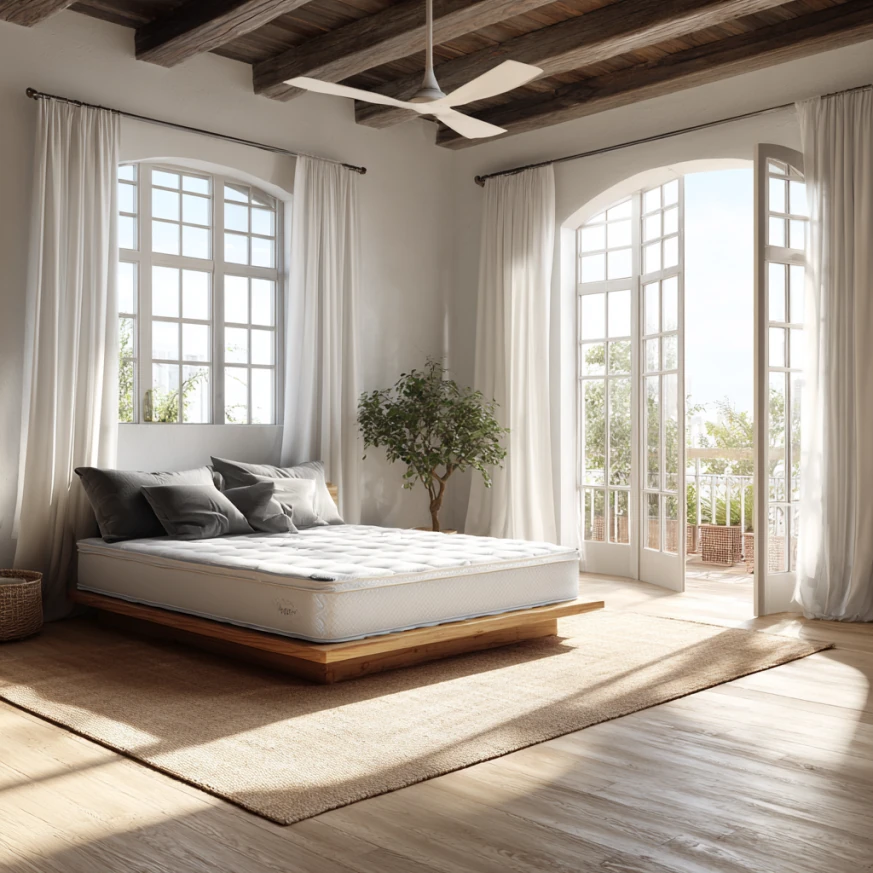 Ventilated Bedroom with New Mattress Airing Out