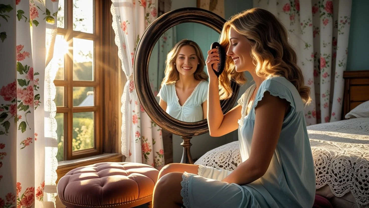 Vintage mirrors for bedroom wall in mix of shapes and styles