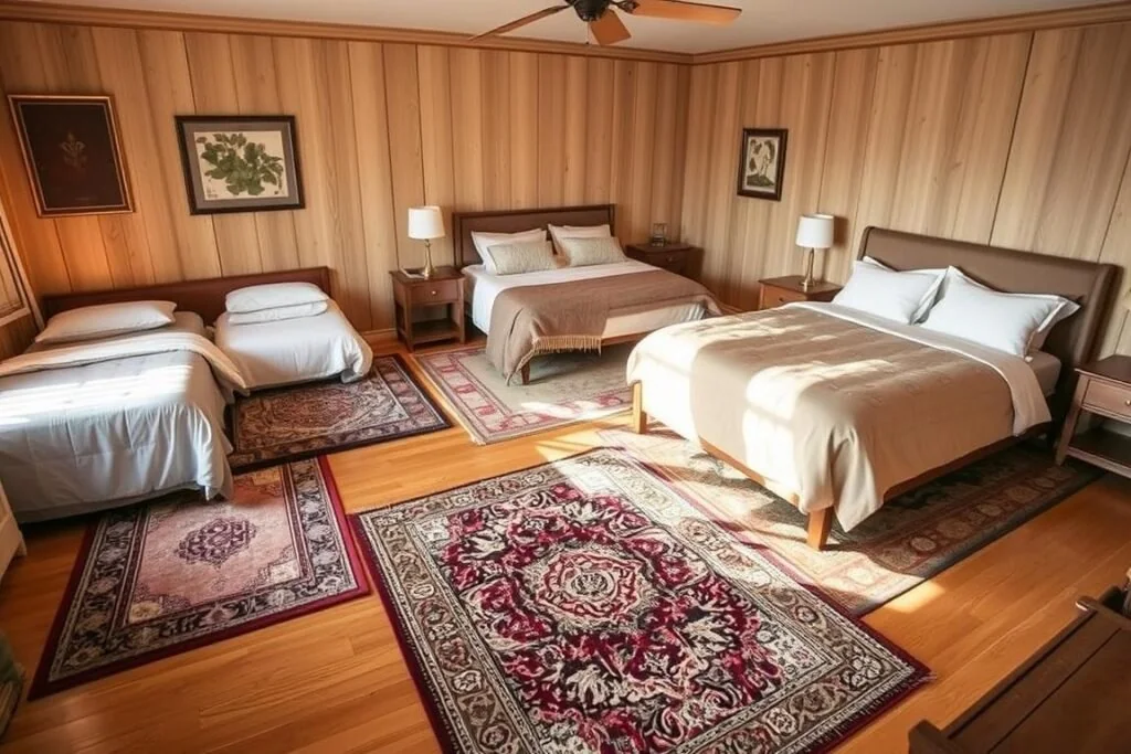 How to place a rug under a bed by size twin queen king - place rug under bed