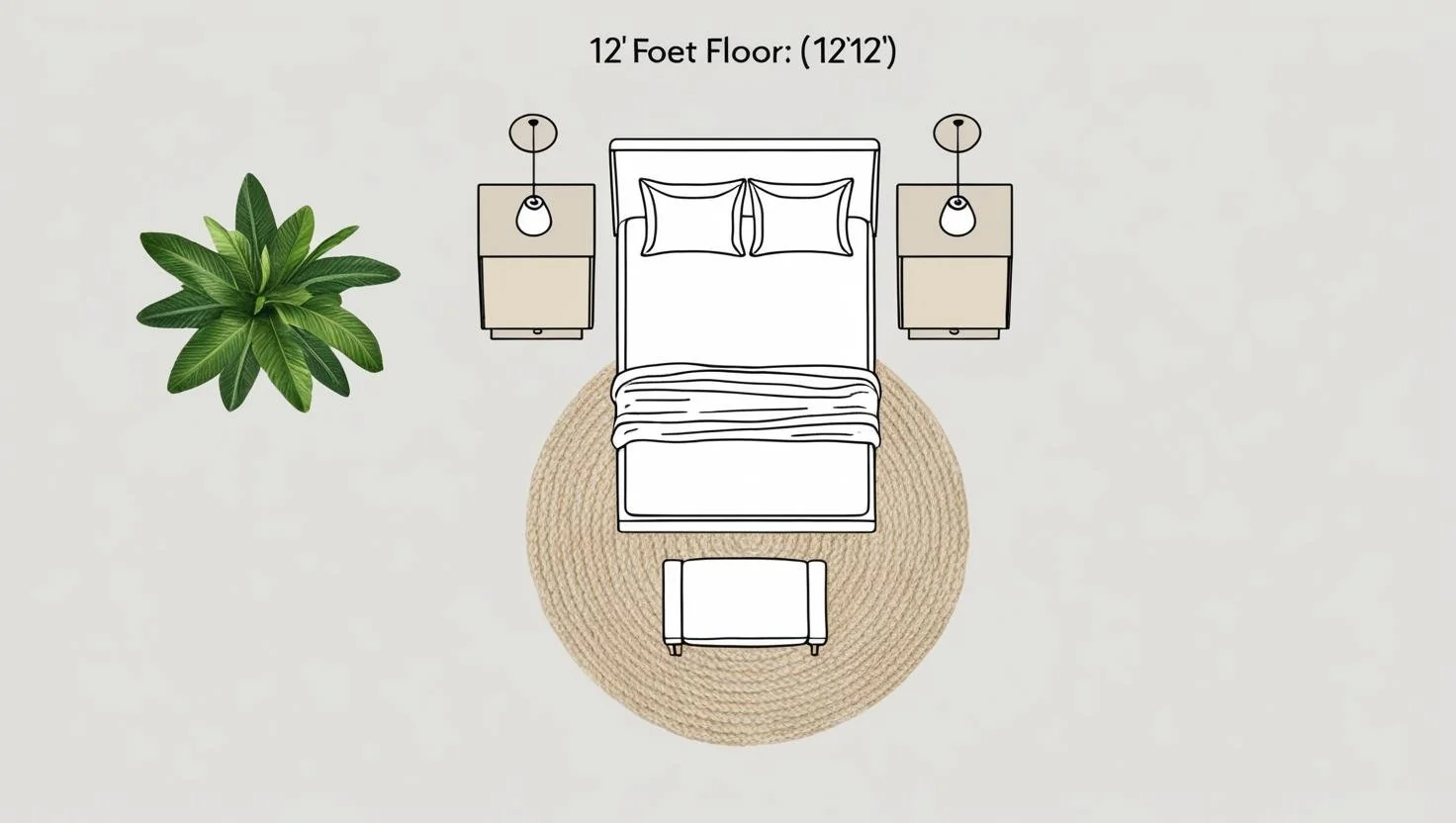 Visual reference of bed frame dimensions in modern bedroom