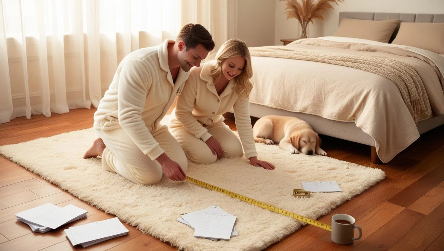 bed size for couples shown in a cozy modern bedroom