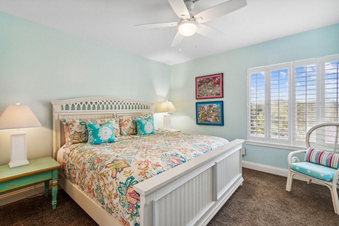 Bright bedroom showing bedding and allergies prevention setup