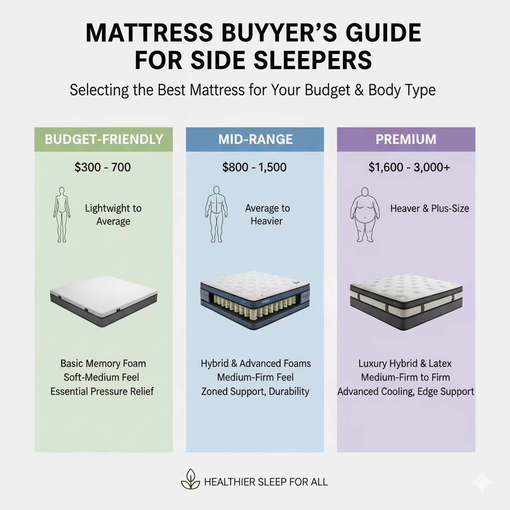 Budget tiers for selecting the best mattress for side sleepers with op featuring mattress side sleepers