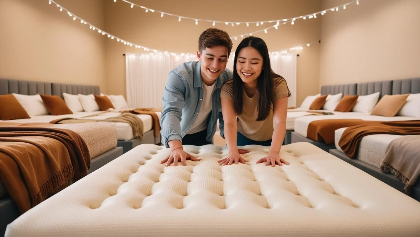 Serene room featuring setup of best mattress types