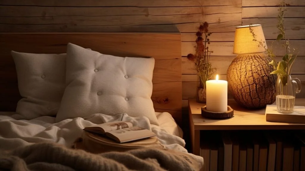 modern bedside tables with cozy natural textures