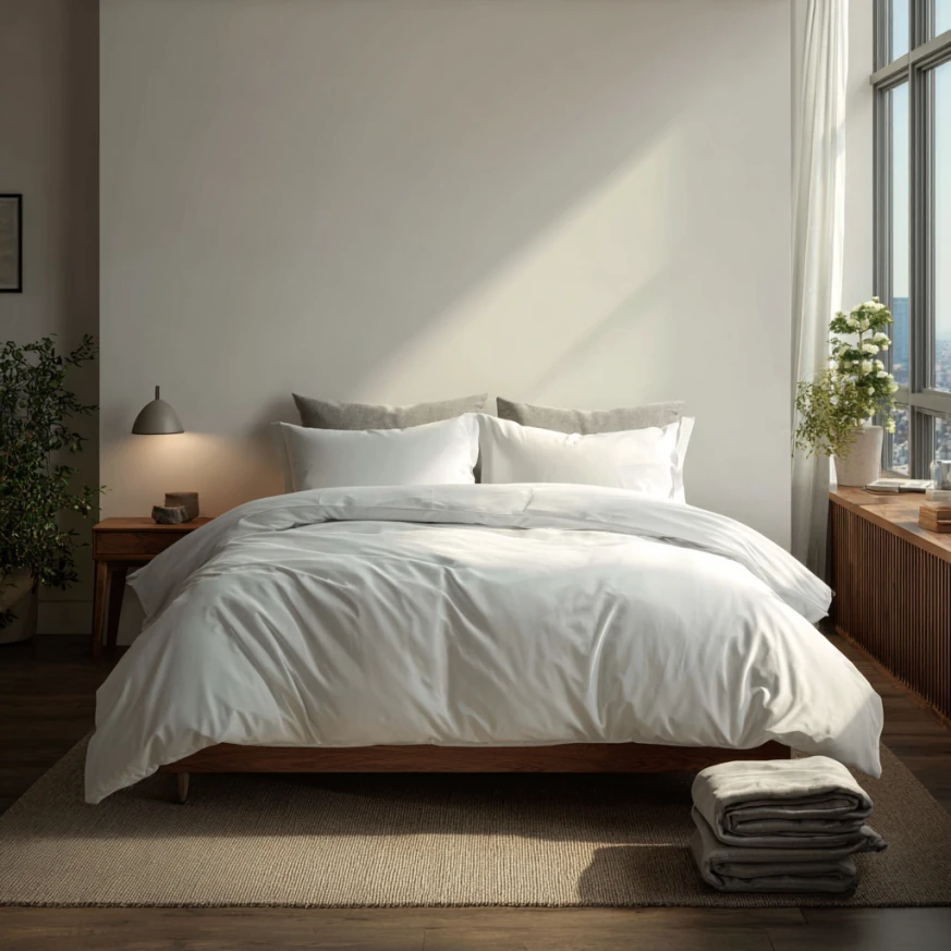 white down duvet with removable cotton cover