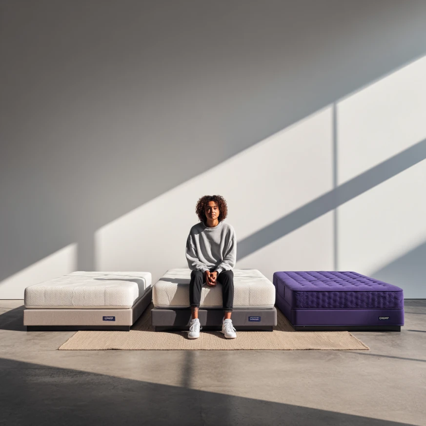 Edge support test comparing Casper vs Purple and Tuft & Needle - casper vs. purple vs.