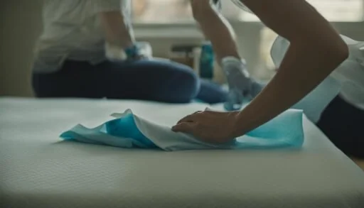 Spraying solution onto the spot helps rehydrate and clean peed mattress stains that have dried.