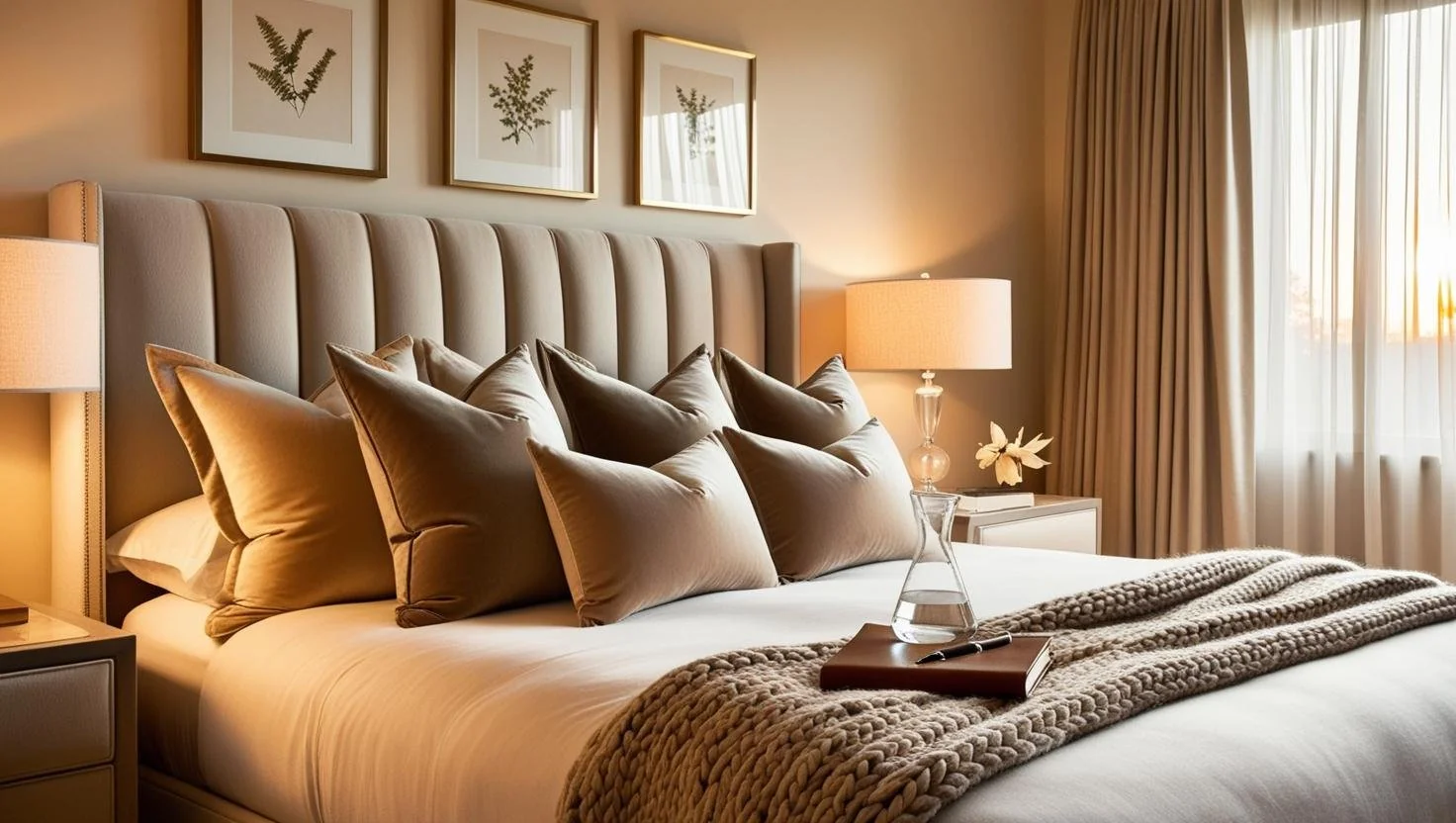 queen and king size beds shown in a master bedroom setup