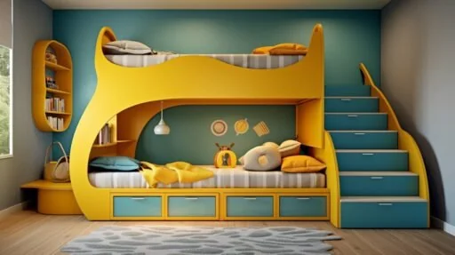 Playful room setup with memory foam mattress for bunk beds