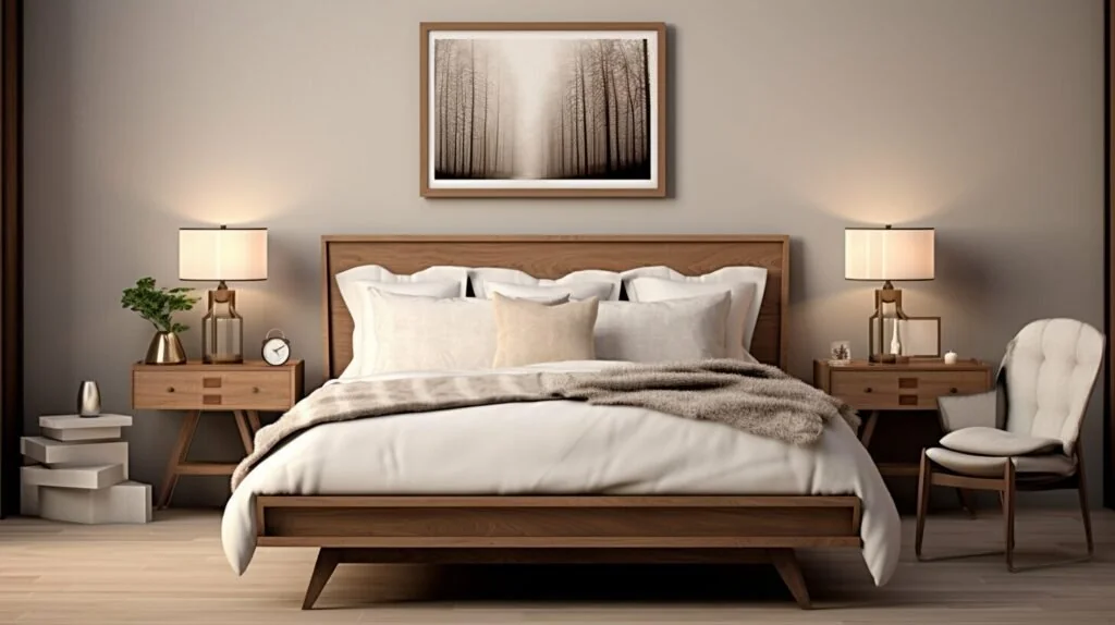 This image demonstrates bed positioning in Feng Shui by showing ample space on both sides of the bed to support balanced energy.