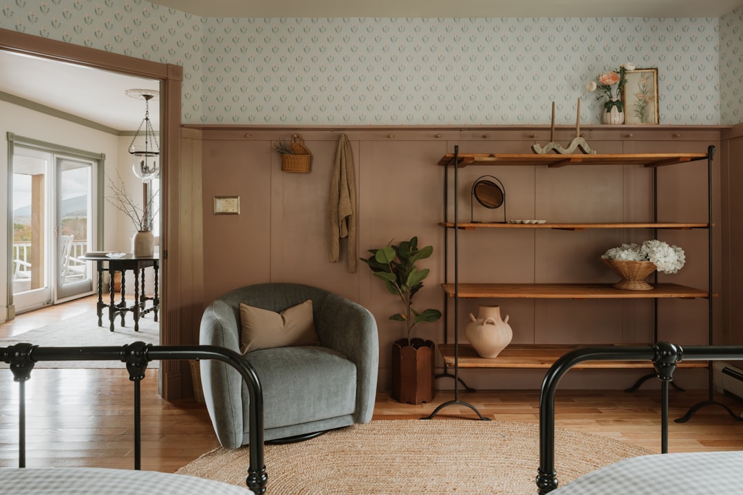 folding Murphy bed stored in a stylish modern bedroom corner