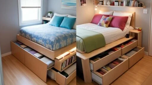 under-bed small bedroom storage solutions with bins and drawers