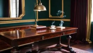 compact master bedroom study table design in cozy small room