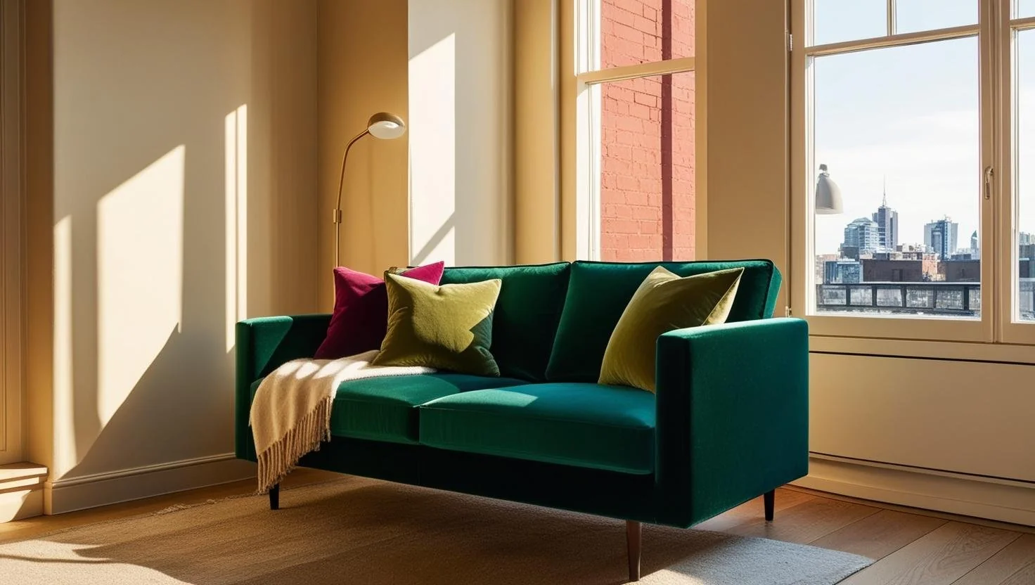 Elegant velvet sofas for small living rooms with chic styling