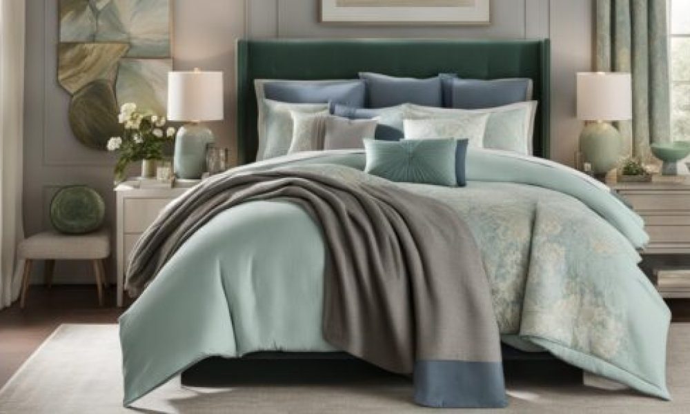 "Elegant bedroom showcasing the Best Bedding Types, featuring cotton sateen sheets and a quilted coverlet for a cozy, luxurious feel."