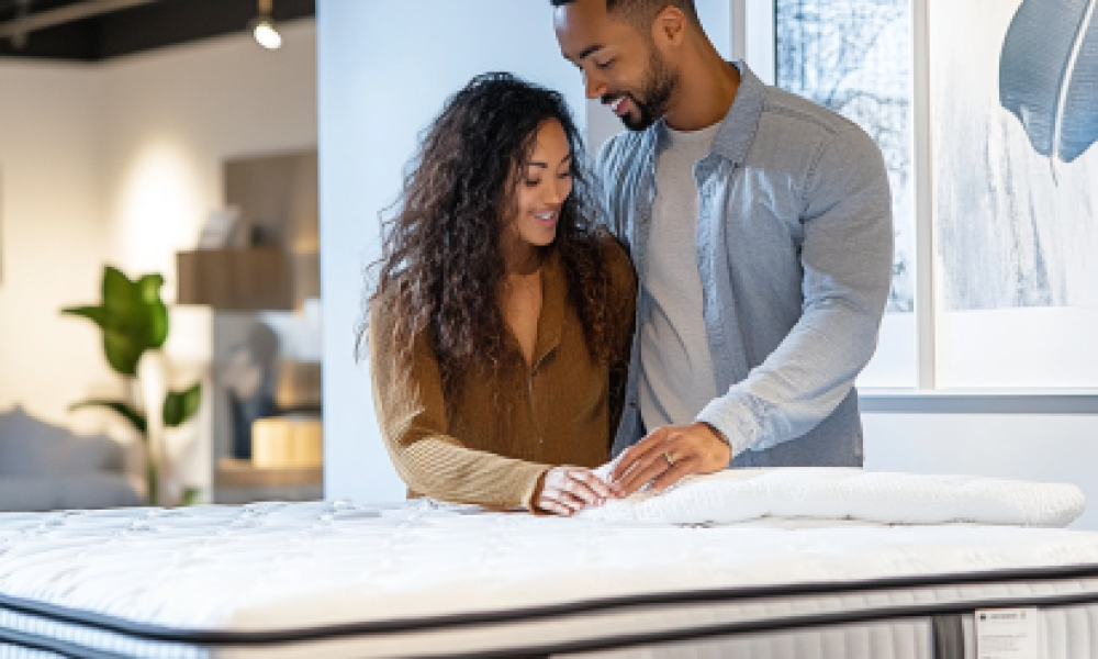 Best Mattress Types 5 discover the best mattress types couple testing mattress in store
