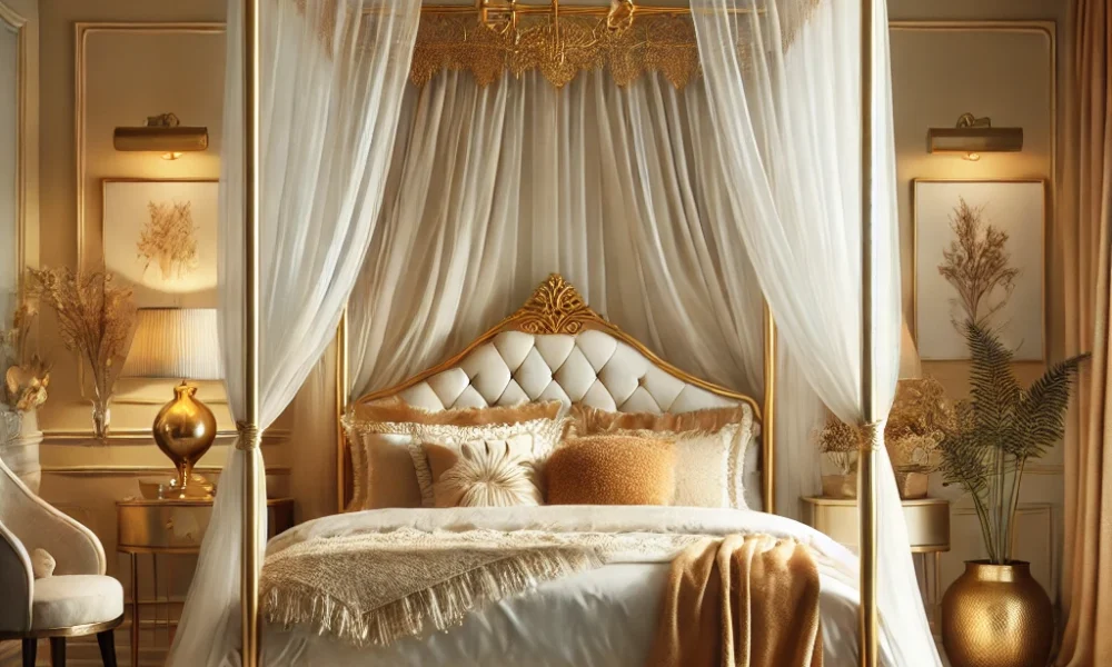 Gold Canopy Bed