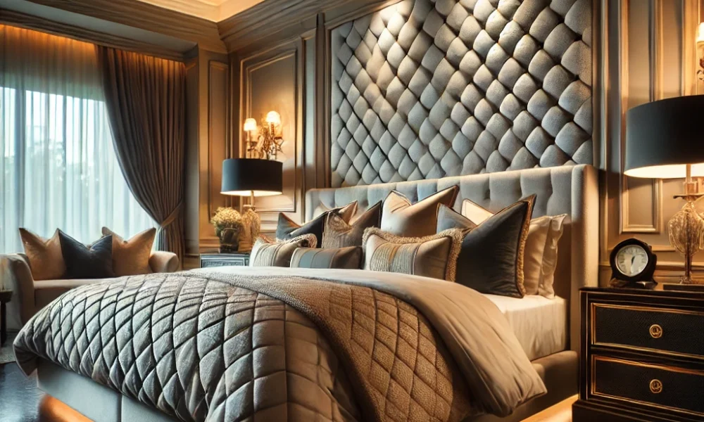 Custom Bed Size in a stylish master bedroom with plush bedding.