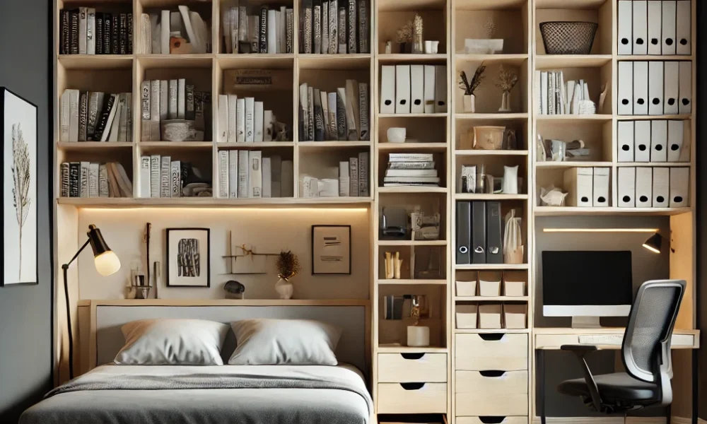 Top-rated bookcase storage beds designed for home offices, featuring built-in shelves and a stylish, functional workspace.