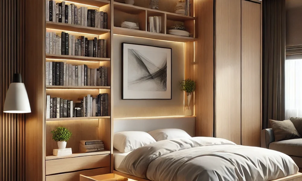 Hidden compartment bookcase storage beds featuring built-in shelves and concealed storage for secure and smart organization.