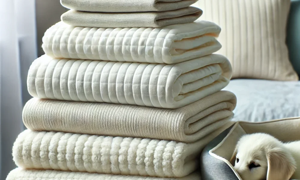 Freshly cleaned bedding after washing bedding to kill fleas with hot water and heat drying.