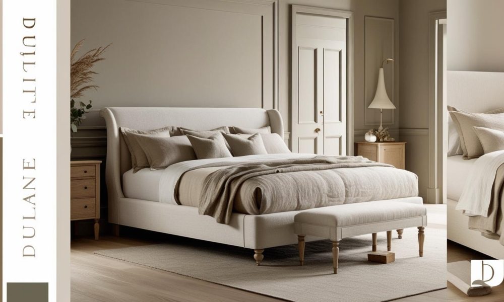 Decor inspiration featuring Dulane Upholstered Sleigh Bed in a modern-classic fusion bedroom design.
