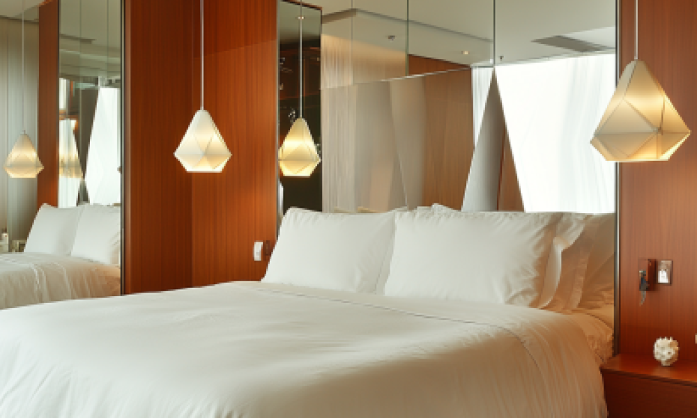 Full-wall mirror in luxurious bedroom mirror designs.