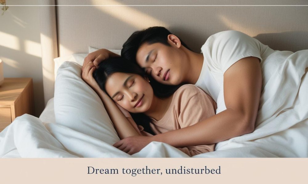Couple sleeping peacefully with motion transfer reduction
