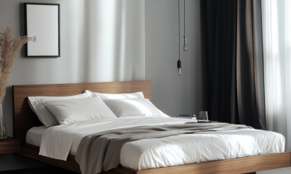 Platform Full Size Bed Frame in modern bedroom"