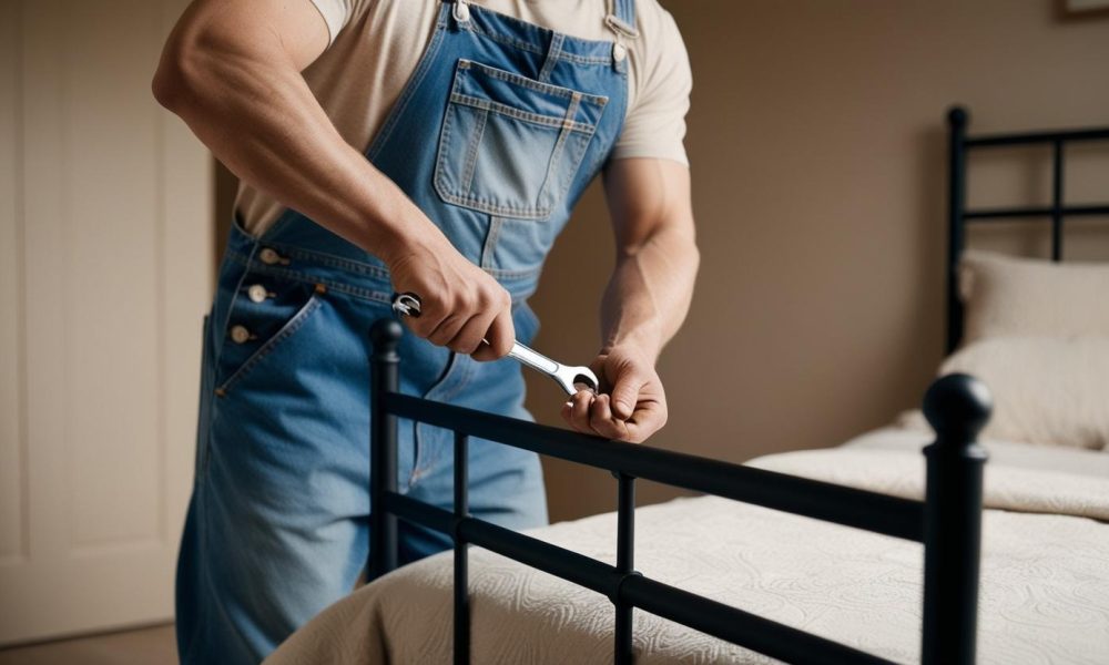 Reinforce a metal bed frame 11 How to reinforce a metal bed frame by tightening bolts and hardware for stability.