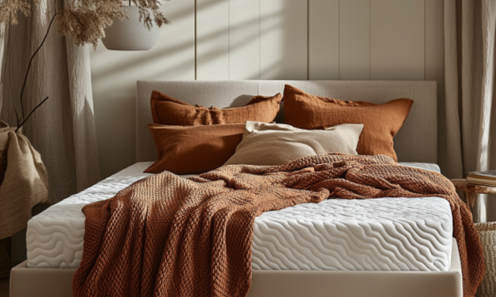 Full size Thuma bed frame in a warm, inviting guest bedroom setup