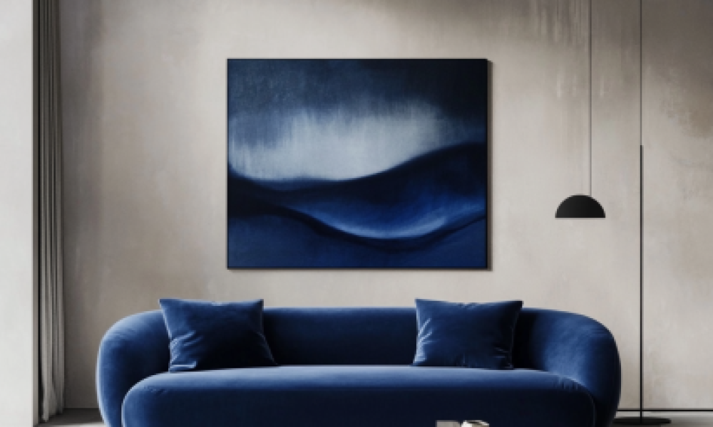 Best Velvet Sofas for Small Living Rooms - Skinny Fat Sofa in deep blue velvet.