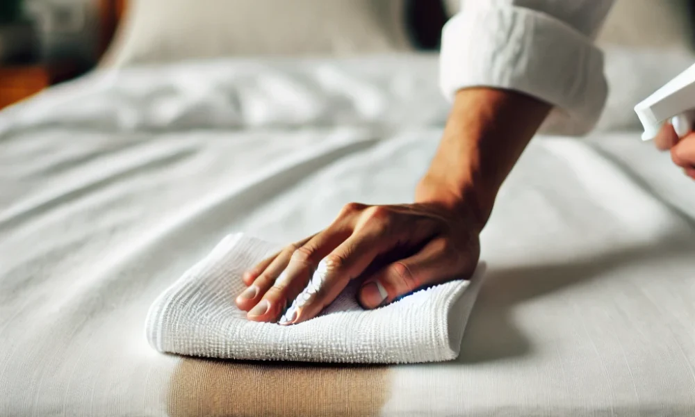 clean peed mattress 1 clean peed mattress step one blotting urine with towel