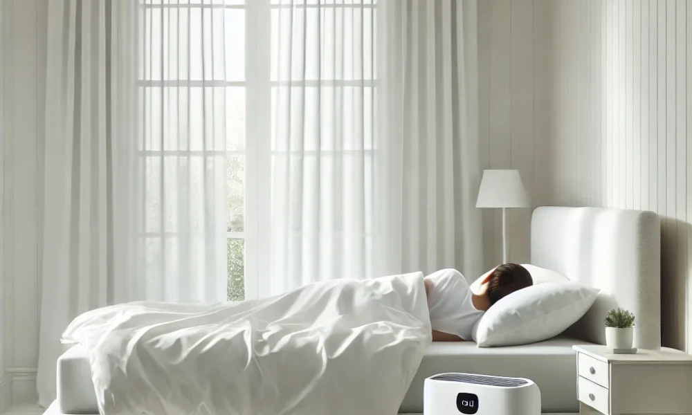 Clean bedroom setup for allergy sufferers with hypoallergenic mattress