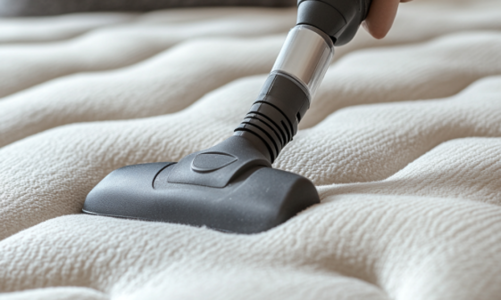 Vacuuming as part of a regular mattress hygiene routine to remove dust and allergens.