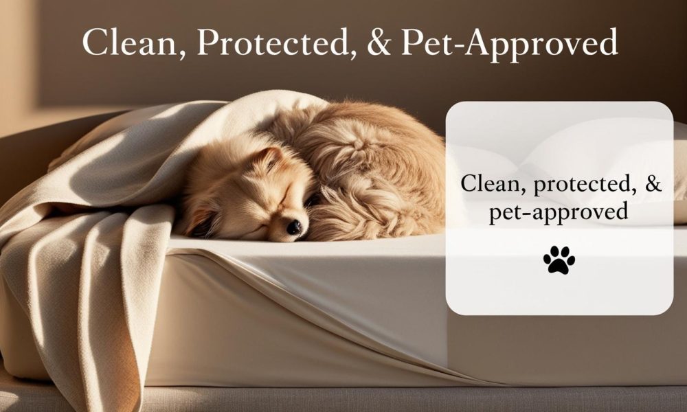 How to clean a soiled mattress and keep it protected, with pet napping on fresh bedding.