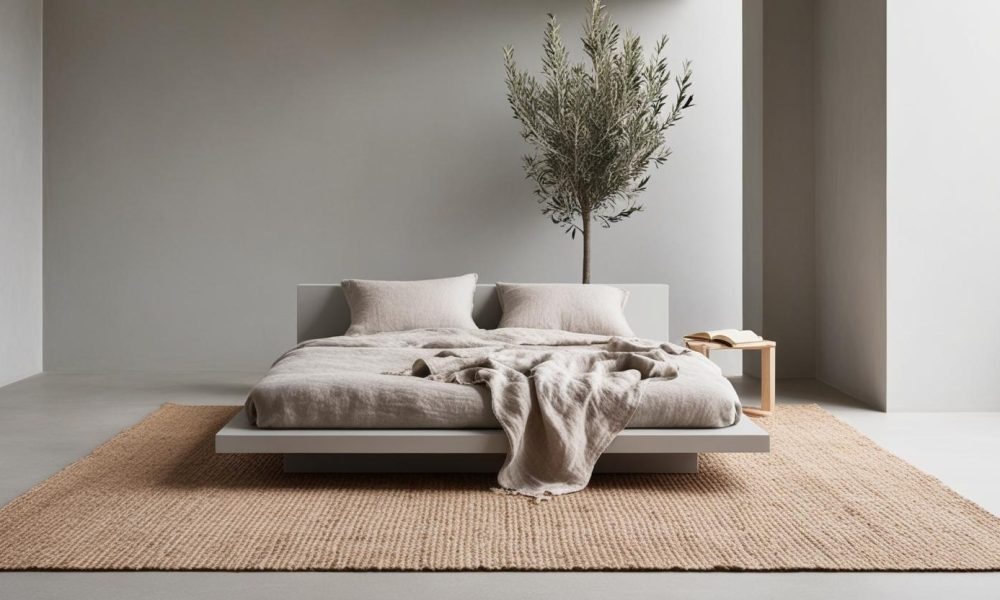 Platform bed space-saving bed frames minimalist small bedroom idea.